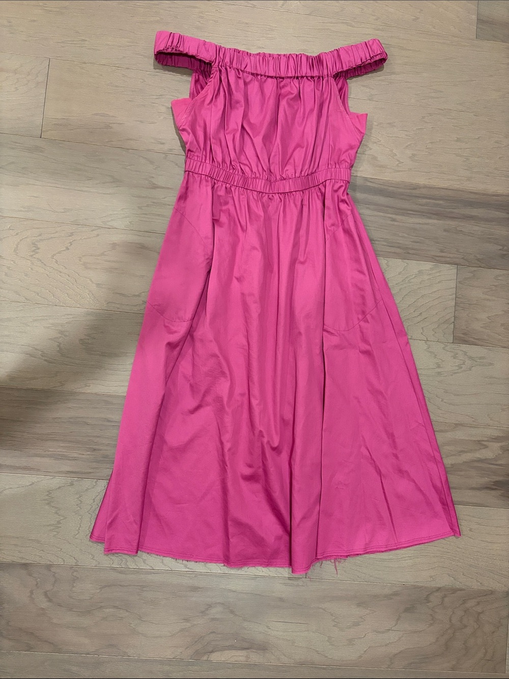 Maeve Hot Pink Off-Shoulder Sundress